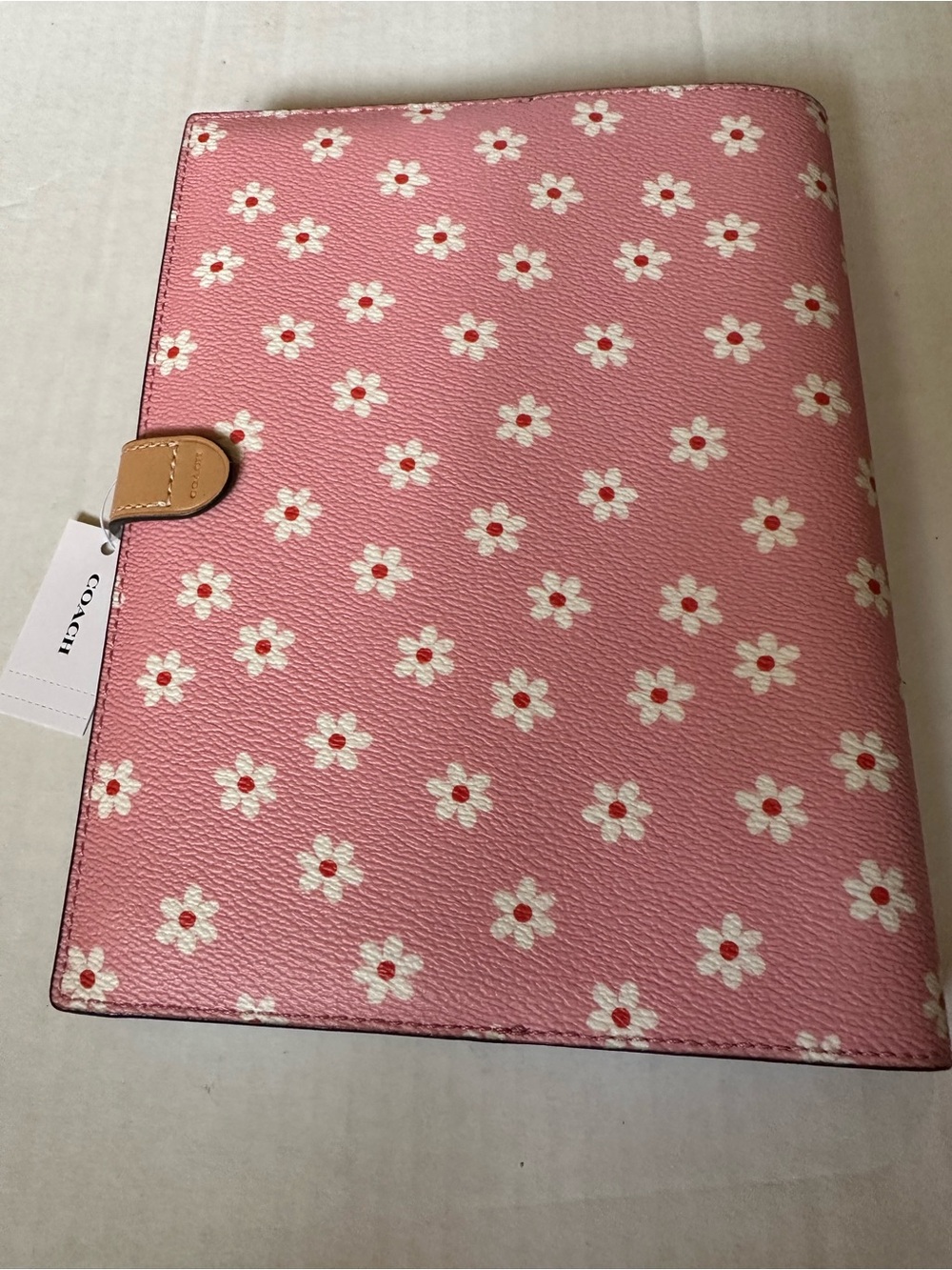 Coach Pink Floral Print Leather Notebook Planner with Snap Closure - Picture 2 of 3